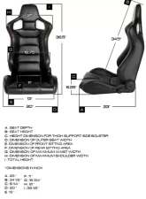 Cipher Auto Black PU Leather Carbon Fiber w/ Red Stitches Euro Racing Seats - Pair                                     - CPA2001PCFBK-R - Image 7