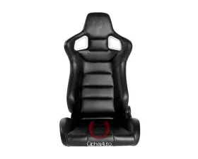 Cipher Auto Black PU Leather Carbon Fiber Euro Racing Seats - Pair