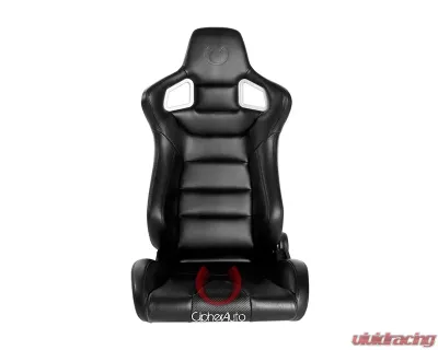 Cipher Auto Black PU Leather Carbon Fiber Euro Racing Seats - Pair - CPA2001PCFBK