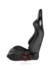 Cipher Auto Black PU Leather Carbon Fiber Euro Racing Seats - Pair                                     - CPA2001PCFBK - Image 2