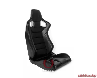 Cipher Auto Black PU Leather Carbon Fiber Euro Racing Seats - Pair - CPA2001PCFBK