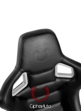 Cipher Auto Black PU Leather Carbon Fiber Euro Racing Seats - Pair                                     - CPA2001PCFBK - Image 6