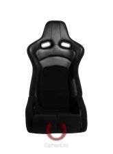 Cipher Auto Black Cloth|PU Leather Carbon Fiber PU w/ Red Stitches Viper Racing Seats - Pair                                     - CPA2002CFBK-R - Image 7