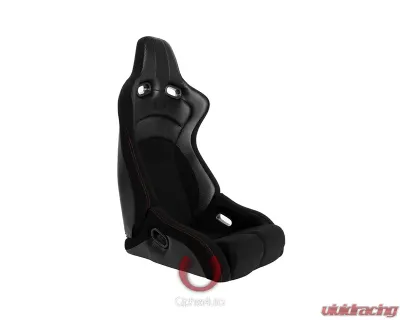 Cipher Auto Black Cloth|PU Leather Carbon Fiber PU w/ Red Stitches Viper Racing Seats - Pair - CPA2002CFBK-R