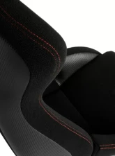 Cipher Auto Black Cloth|PU Leather Carbon Fiber PU w/ Red Stitches Viper Racing Seats - Pair                                     - CPA2002CFBK-R - Image 5