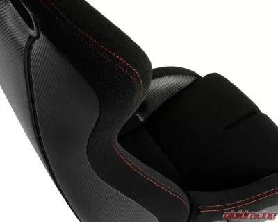 Cipher Auto Black Cloth|PU Leather Carbon Fiber PU w/ Red Stitches Viper Racing Seats - Pair - CPA2002CFBK-R