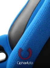Cipher Auto Blue Black Cloth|PU Leather Carbon Fiber PU Viper Racing Seats - Pair                                     - CPA2002CFBKBU - Image 4
