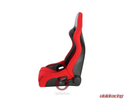Cipher Auto Red Black Cloth|PU Leather Carbon Fiber PU Viper Racing Seats - Pair - CPA2002CFBKRD