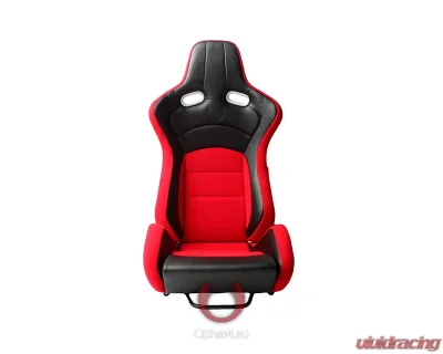 Cipher Auto Black Red Cloth|PU Leather Carbon Fiber PU VP-8 Racing Seats - Pair - CPA2003CFBKRD