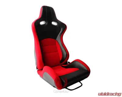 Cipher Auto Black Red Cloth|PU Leather Carbon Fiber PU VP-8 Racing Seats - Pair - CPA2003CFBKRD