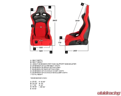 Cipher Auto Black Red Cloth|PU Leather Carbon Fiber PU VP-8 Racing Seats - Pair - CPA2003CFBKRD