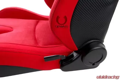 Cipher Auto Red Suede|Fabric Carbon Fiber PU AR-9 Revo Racing Seats - Pair - CPA2009CFSDRD