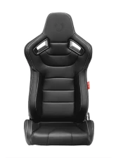 Cipher Auto Black Leather Carbon Fiber w/ Gray Stitches Racing Seats - Pair                                     - CPA2009PCFBK-G - Image 7