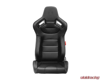 Cipher Auto Black Leather Carbon Fiber w/ Gray Stitches Racing Seats - Pair - CPA2009PCFBK-G