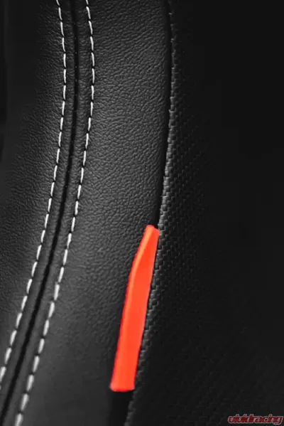 Cipher Auto Black Leather Carbon Fiber w/ Gray Stitches Racing Seats - Pair - CPA2009PCFBK-G