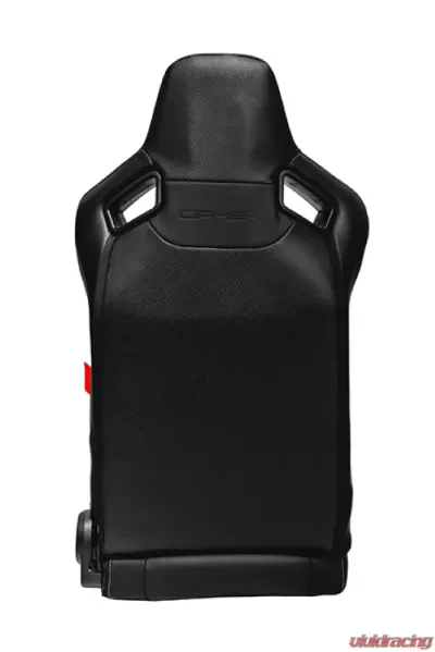 Cipher Auto Black Leather Carbon Fiber w/ Gray Stitches Racing Seats - Pair - CPA2009PCFBK-G