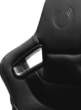 Cipher Auto Black Leather Carbon Fiber w/ Gray Stitches Racing Seats - Pair                                     - CPA2009PCFBK-G - Image 4