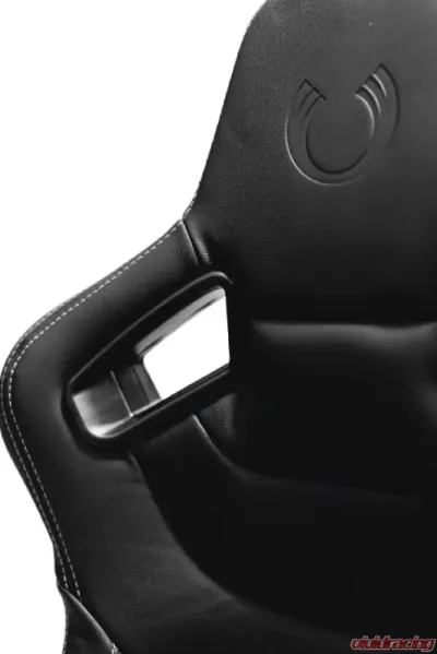 Cipher Auto Black Leather Carbon Fiber w/ Gray Stitches Racing Seats - Pair - CPA2009PCFBK-G