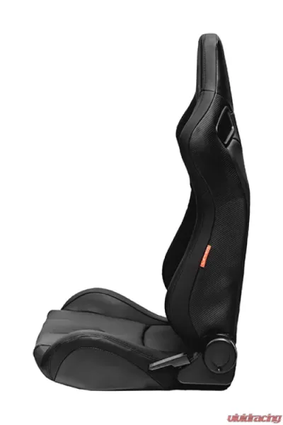 Cipher Auto Black Leather Carbon Fiber Racing Seats - Pair - CPA2009PCFBK