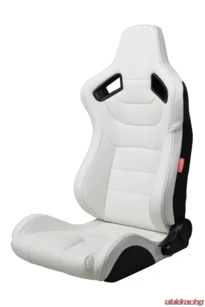 Cipher Auto Racing Seats Leatherette Carbon Fiber Eggshell White - CPA2009PCFWH-BK