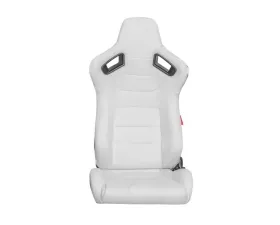 Cipher Auto Eggshell White Leather Carbon Fiber Racing Seats - Pair
