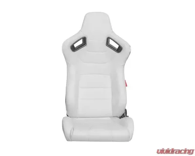 Cipher Auto Eggshell White Leather Carbon Fiber Racing Seats - Pair - CPA2009PCFWH
