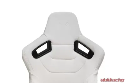 Cipher Auto Eggshell White Leather Carbon Fiber Racing Seats - Pair - CPA2009PCFWH