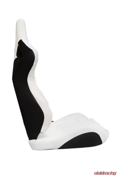Cipher Auto Eggshell White Leather Carbon Fiber Racing Seats - Pair - CPA2009PCFWH