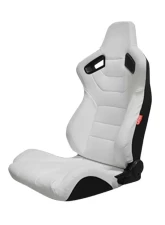 Cipher Auto Eggshell White Leather Carbon Fiber Racing Seats - Pair                                     - CPA2009PCFWH - Image 7