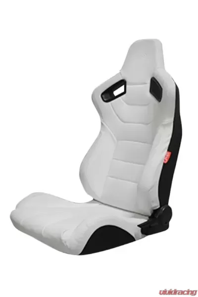 Cipher Auto Eggshell White Leather Carbon Fiber Racing Seats - Pair - CPA2009PCFWH