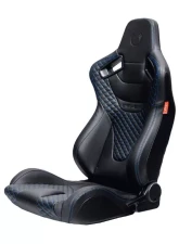 Cipher Auto AR-9 Revo Racing Seats Black Leatherette Carbon Fiber with Blue Diamond Stitching                                     - CPA2009RS-PCFBK-BUDS - Image 4