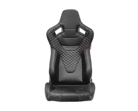 Cipher Auto Black Leather Carbon Fiber w/ Gray Stitches AR-9 Revo Racing Seats - Pair