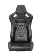 Cipher Auto Black Leather Carbon Fiber w/ Gray Stitches AR-9 Revo Racing Seats - Pair                                     - CPA2009RS-PCFBK-GDS - Image 3