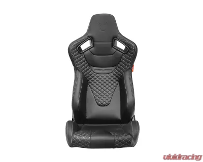Cipher Auto Black Leather Carbon Fiber w/ Gray Stitches AR-9 Revo Racing Seats - Pair - CPA2009RS-PCFBK-GDS