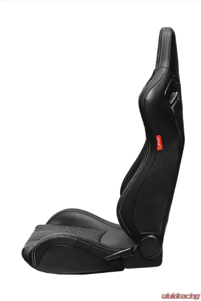 Cipher Auto Black Leather Carbon Fiber w/ Gray Stitches AR-9 Revo Racing Seats - Pair - CPA2009RS-PCFBK-GDS