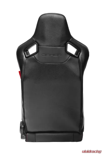 Cipher Auto Black Leather Carbon Fiber w/ Gray Stitches AR-9 Revo Racing Seats - Pair - CPA2009RS-PCFBK-GDS
