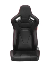 Cipher Auto Black Leather Carbon Fiber w/ Red Stitches Racing Seats - Pair                                     - CPA2009RS-PCFBK-R - Image 6