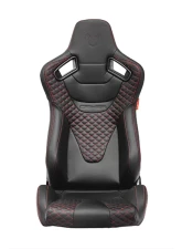 Cipher Auto Black Leather Carbon Fiber w/ Red Stitches AR-9 Revo Racing Seats - Pair                                     - CPA2009RS-PCFBK-RDS - Image 7