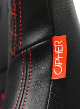 Cipher Auto Black Leather Carbon Fiber w/ Red Stitches AR-9 Revo Racing Seats - Pair                                     - CPA2009RS-PCFBK-RDS - Image 6