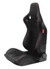 Cipher Auto Black Leather Carbon Fiber w/ Red Stitches Racing Seats - Pair                                     - CPA2009RS-PCFBK-R - Image 2