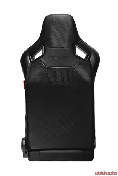 Cipher Auto Black Leather Carbon Fiber w/ Red Stitches Racing Seats - Pair - CPA2009RS-PCFBK-R