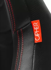 Cipher Auto Black Leather Carbon Fiber w/ Red Stitches Racing Seats - Pair                                     - CPA2009RS-PCFBK-R - Image 6