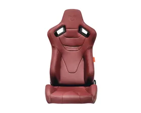 Cipher Auto Maroon Leather Carbon Fiber Racing Seats - Pair