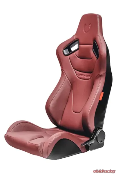 Cipher Auto Maroon Leather Carbon Fiber Racing Seats - Pair - CPA2009RS-PCFMR