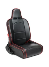 Cipher Auto Black Leather Carbon Fiber PU w/ Red Piping Universal Reclineable Suspension|Jeep Seats - Pair                                     - CPA3002PBK-R - Image 2