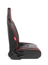 Cipher Auto Black Leather Carbon Fiber PU w/ Red Piping Universal Reclineable Suspension|Jeep Seats - Pair                                     - CPA3002PBK-R - Image 3