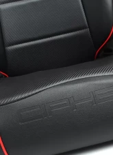 Cipher Auto Black Leather Carbon Fiber PU w/ Red Piping Universal Reclineable Suspension|Jeep Seats - Pair                                     - CPA3002PBK-R - Image 5