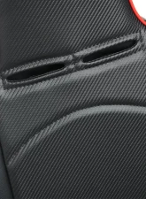 Cipher Auto Black Leather Carbon Fiber PU w/ Red Piping Universal Reclineable Suspension|Jeep Seats - Pair                                     - CPA3002PBK-R - Image 6