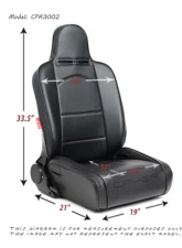 Cipher Auto Black Leather Carbon Fiber PU w/ Red Piping Universal Reclineable Suspension|Jeep Seats - Pair                                     - CPA3002PBK-R - Image 7
