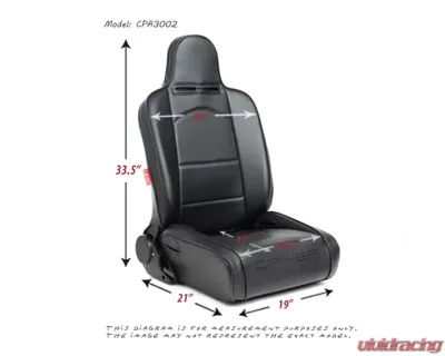 Cipher Auto Black Leather Carbon Fiber PU w/ Red Piping Universal Reclineable Suspension|Jeep Seats - Pair - CPA3002PBK-R